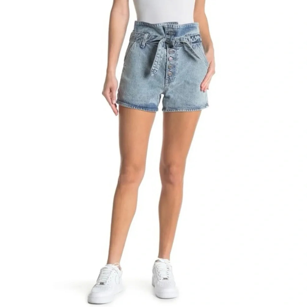 NWOT GRLFRND High Waist PaperBag Tie Belt Brynn Jean Shorts Perfect Ten 23
